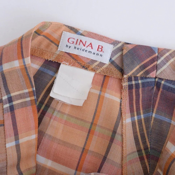 Vintage Genna B by Hidmens  Peach-y Checker Printed Straight Leg Pants - Picture 15 of 15